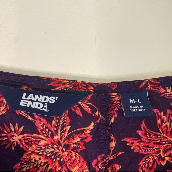 Women's Lands End Modal Purple Red Floral Dress Cover Up Big Sleeves Medium - Picture 5 of 14